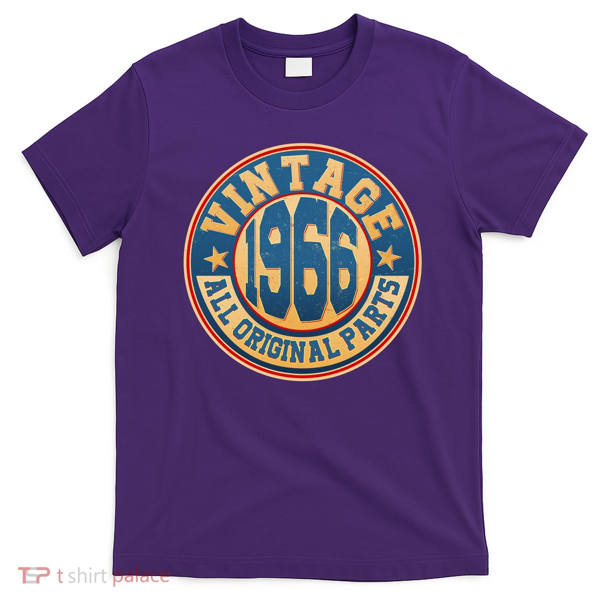 60th Birthday Vintage 1966 All Original Parts Shield Emblem  T-Shirt