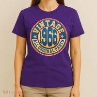 60th Birthday Vintage 1966 All Original Parts Shield Emblem  T-Shirt thumb 4