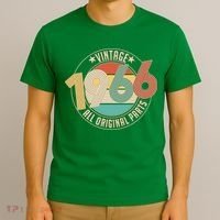60th Birthday Vintage 1966 All Original Parts Emblem T-Shirt thumb 3