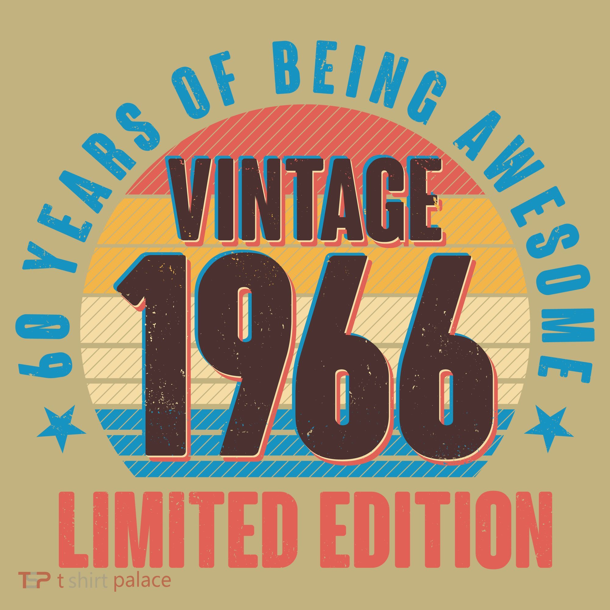 60th Birthday Vintage 1966 60 Years Of Being Awesome Limited Edition  T-Shirt