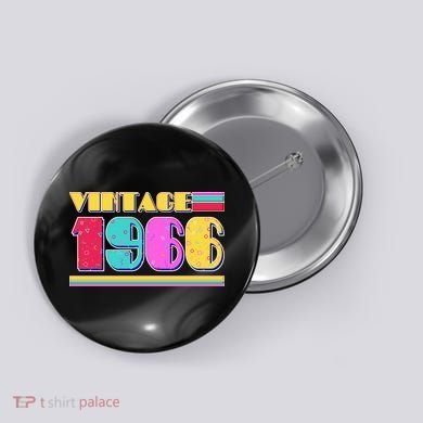 60th Birthday Vintage 1966 1980s Colors  Button