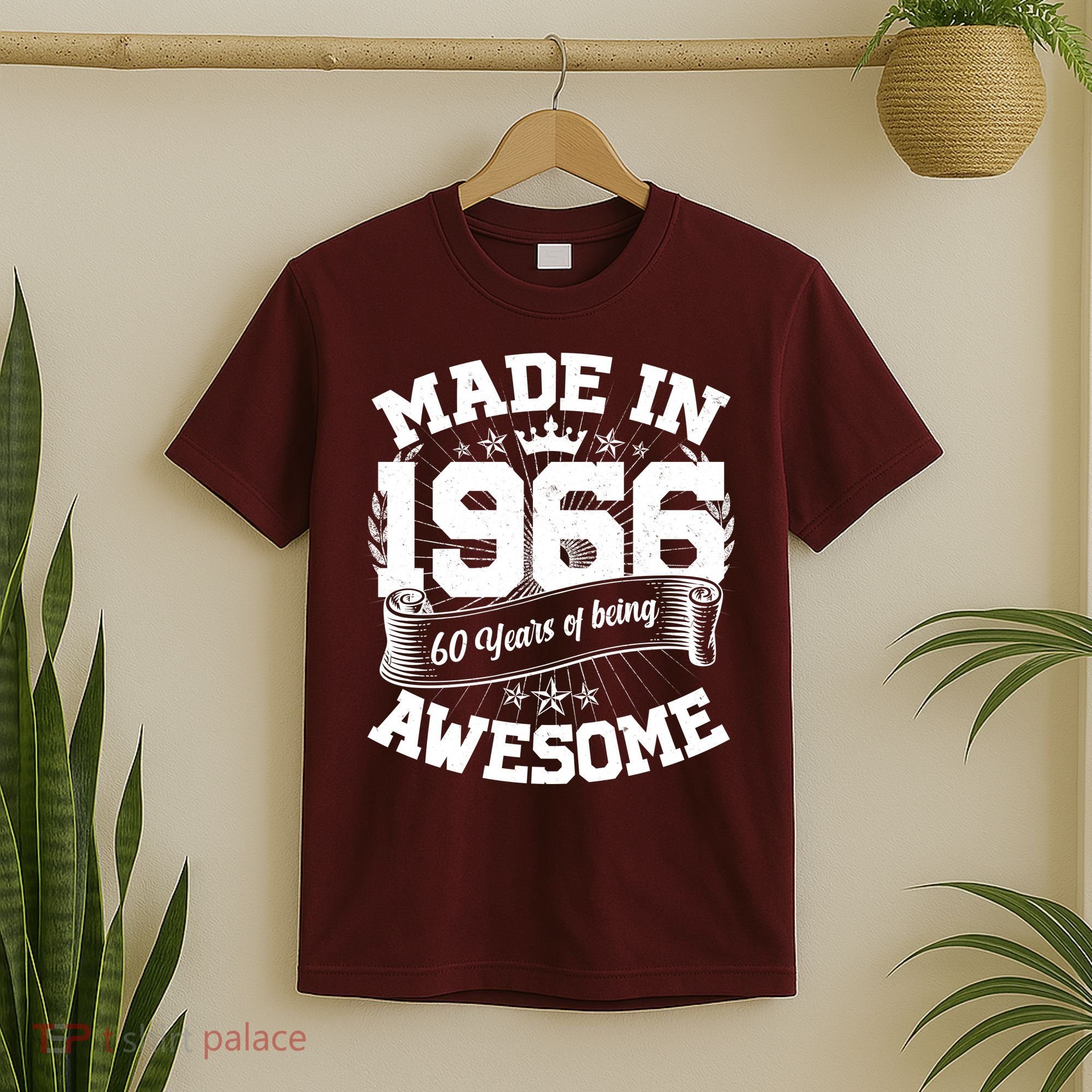 60th Birthday Vintage Crown Made In 1966 60 Years Of Being Awesome T-Shirt