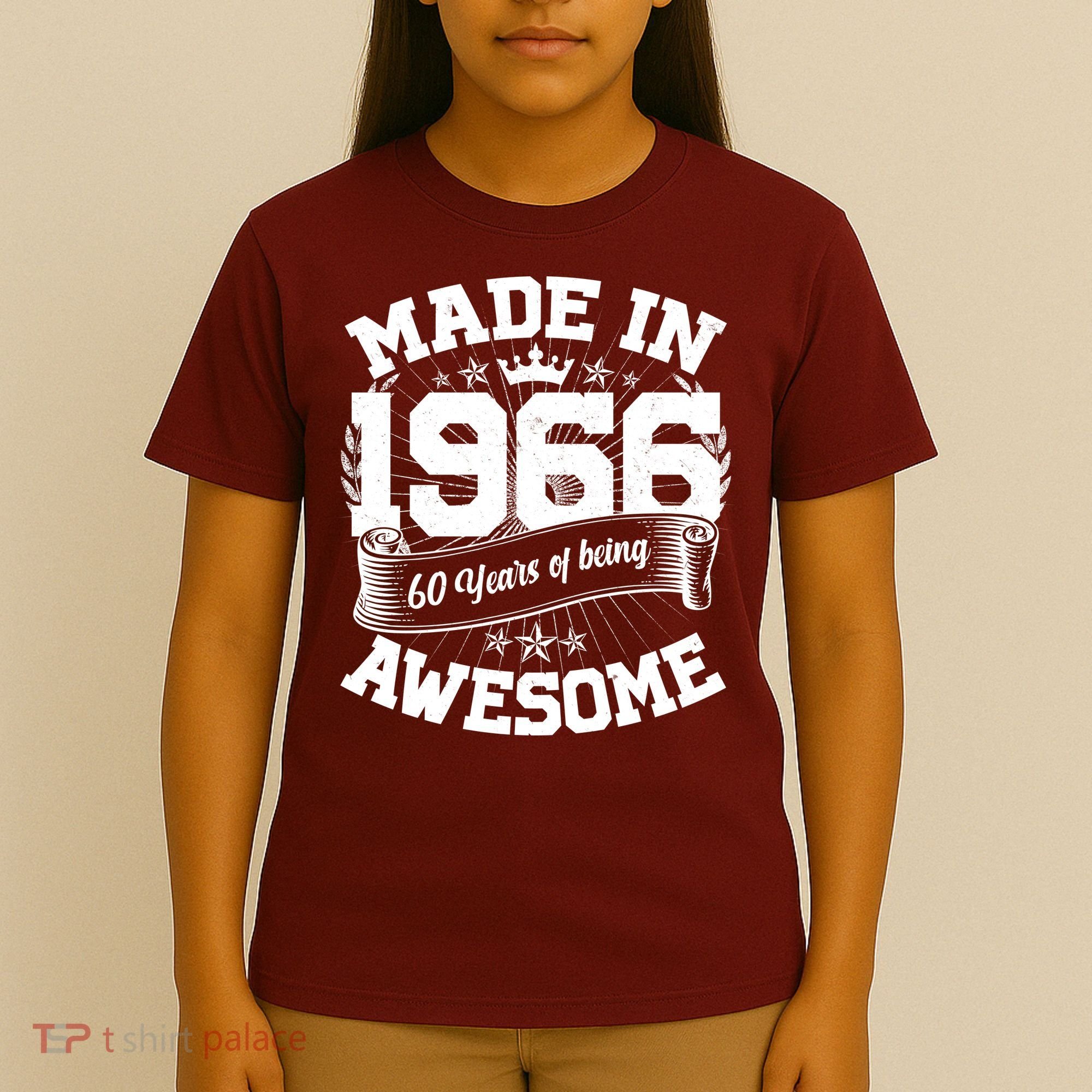 60th Birthday Vintage Crown Made In 1966 60 Years Of Being Awesome T-Shirt