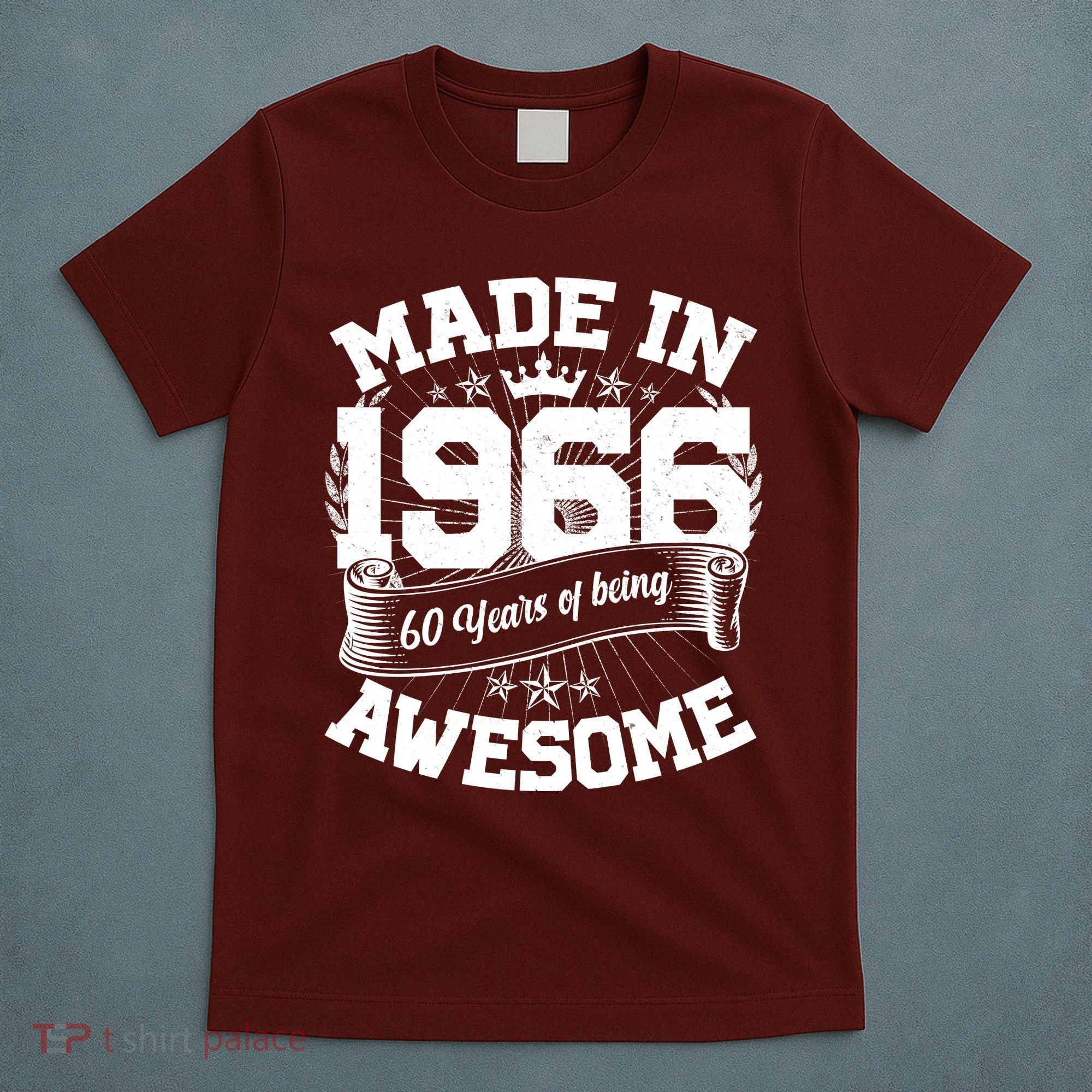 60th Birthday Vintage Crown Made In 1966 60 Years Of Being Awesome T-Shirt