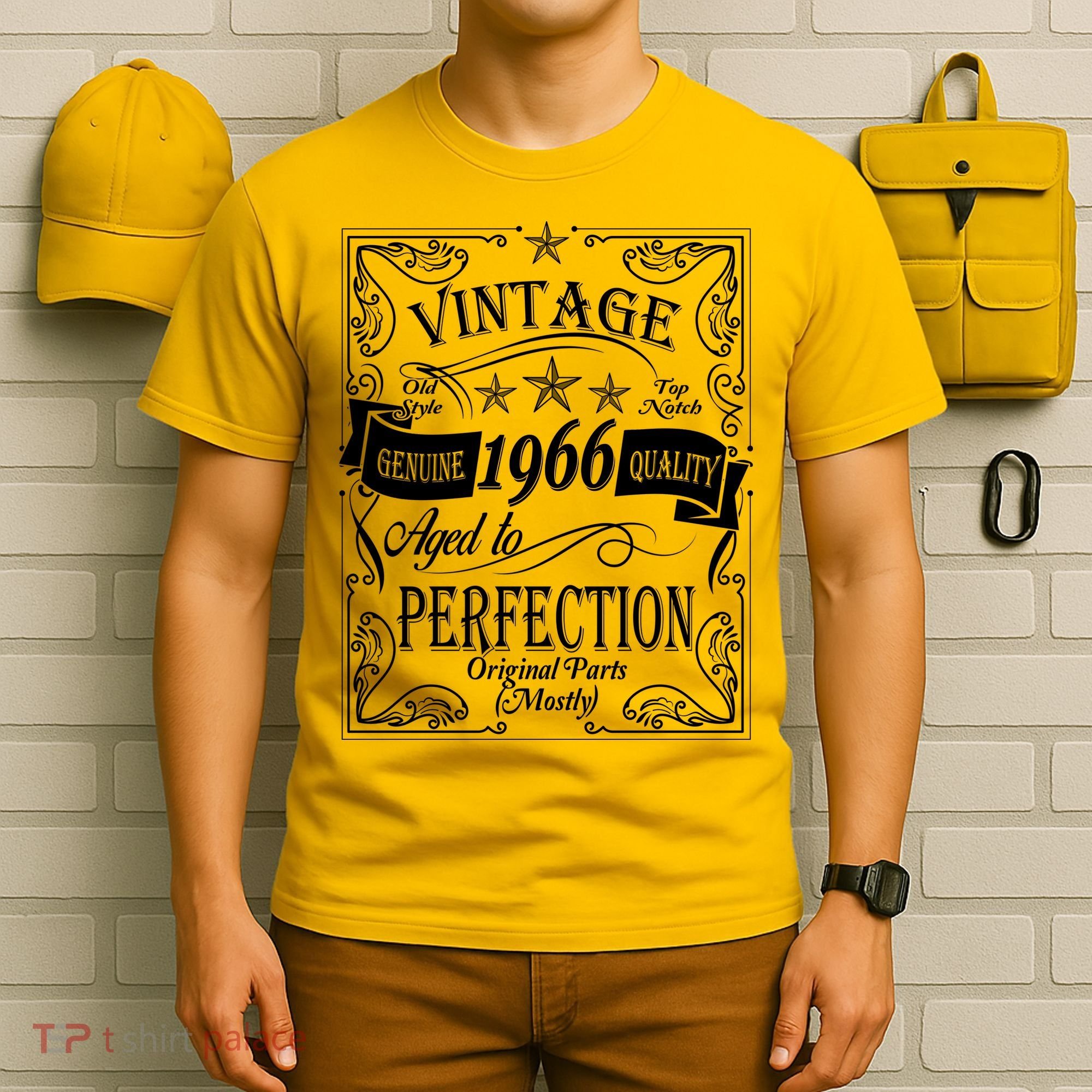 60th Birthday Vintage 1966 Genuine Quality Age To Perfection Original Parts Mostly T-Shirt