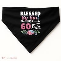 60th Birthday Woman Man Blessed By God For 60 Years USA-Made Doggie Bandana thumb 0