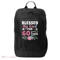 60th Birthday Woman Man Blessed By God For 60 Years City Backpack thumb 0