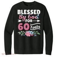 60th Birthday Woman Man Blessed By God For 60 Years V.I.T. Fleece Crew Sweatshirt thumb 0