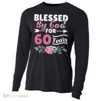 60th Birthday Woman Man Blessed By God For 60 Years Cooling Performance Long Sleeve Crew thumb 0