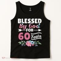 60th Birthday Woman Man Blessed By God For 60 Years Tank Top thumb 2