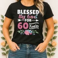 60th Birthday Woman Man Blessed By God For 60 Years Women's T-Shirt thumb 2