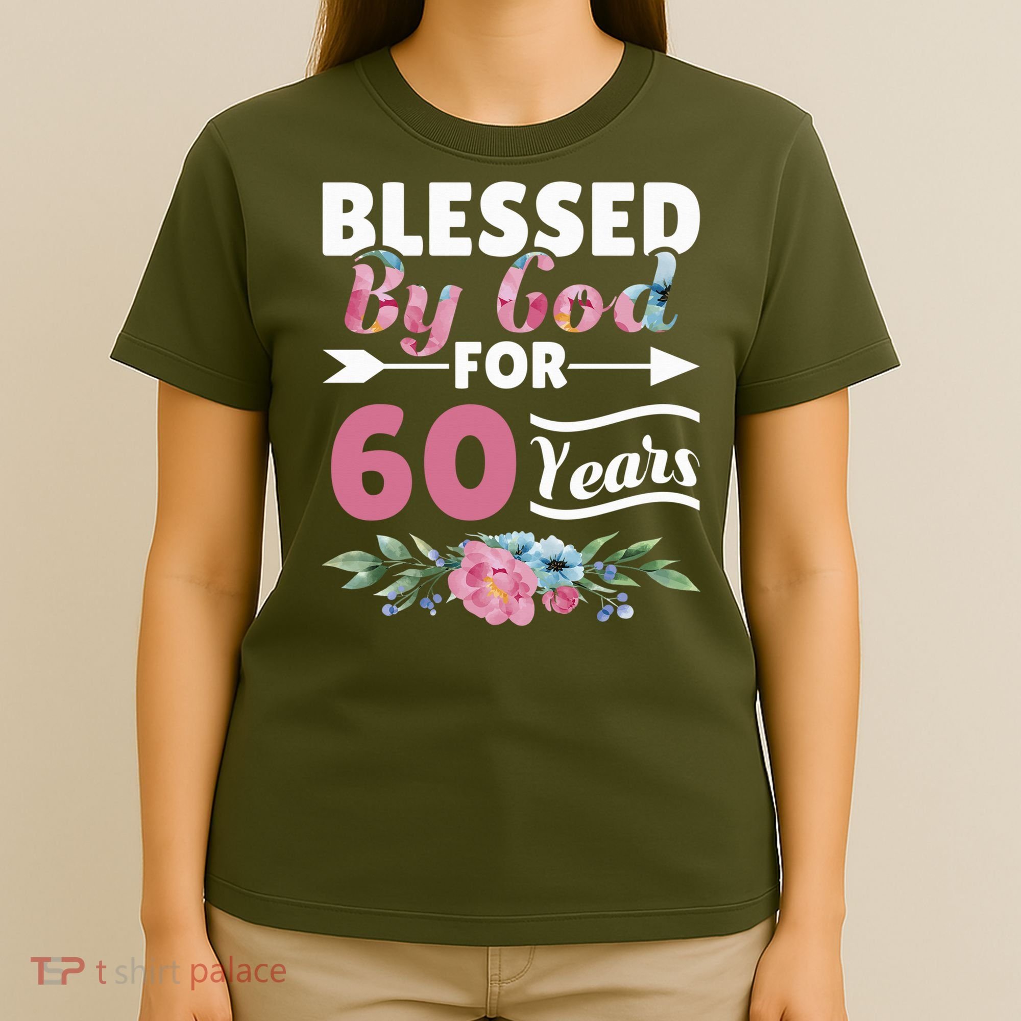 60th Birthday Woman Man Blessed By God For 60 Years T-Shirt