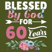 60th Birthday Woman Man Blessed By God For 60 Years Womens Funnel Neck Pullover Hood thumb 2