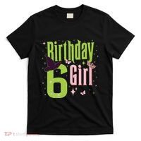 6th Birthday Witch And Green 6 Year Old Birthday Girl T-Shirt thumb 0