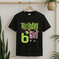 6th Birthday Witch And Green 6 Year Old Birthday Girl T-Shirt thumb 2