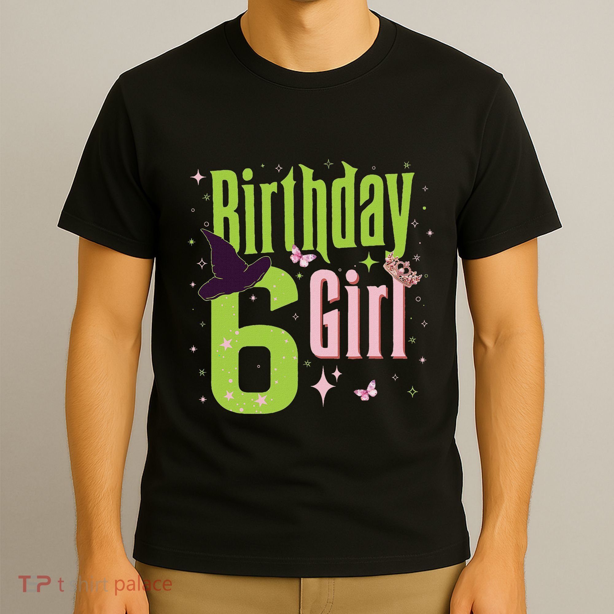 6th Birthday Witch And Green 6 Year Old Birthday Girl T-Shirt