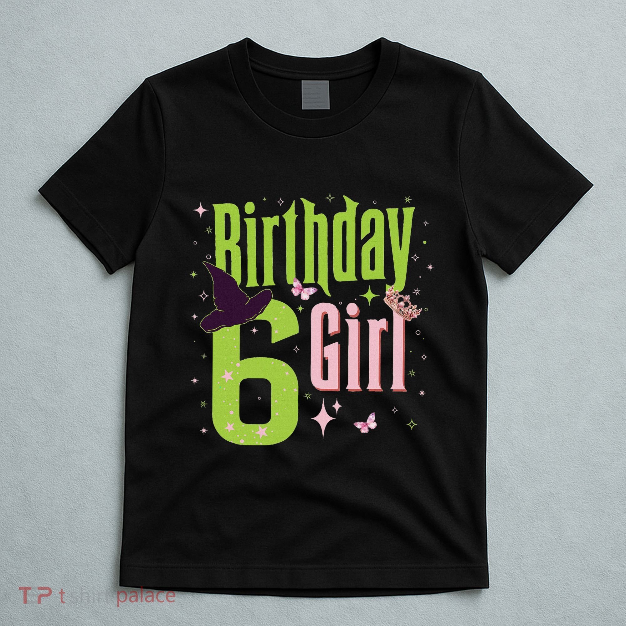 6th Birthday Witch And Green 6 Year Old Birthday Girl T-Shirt