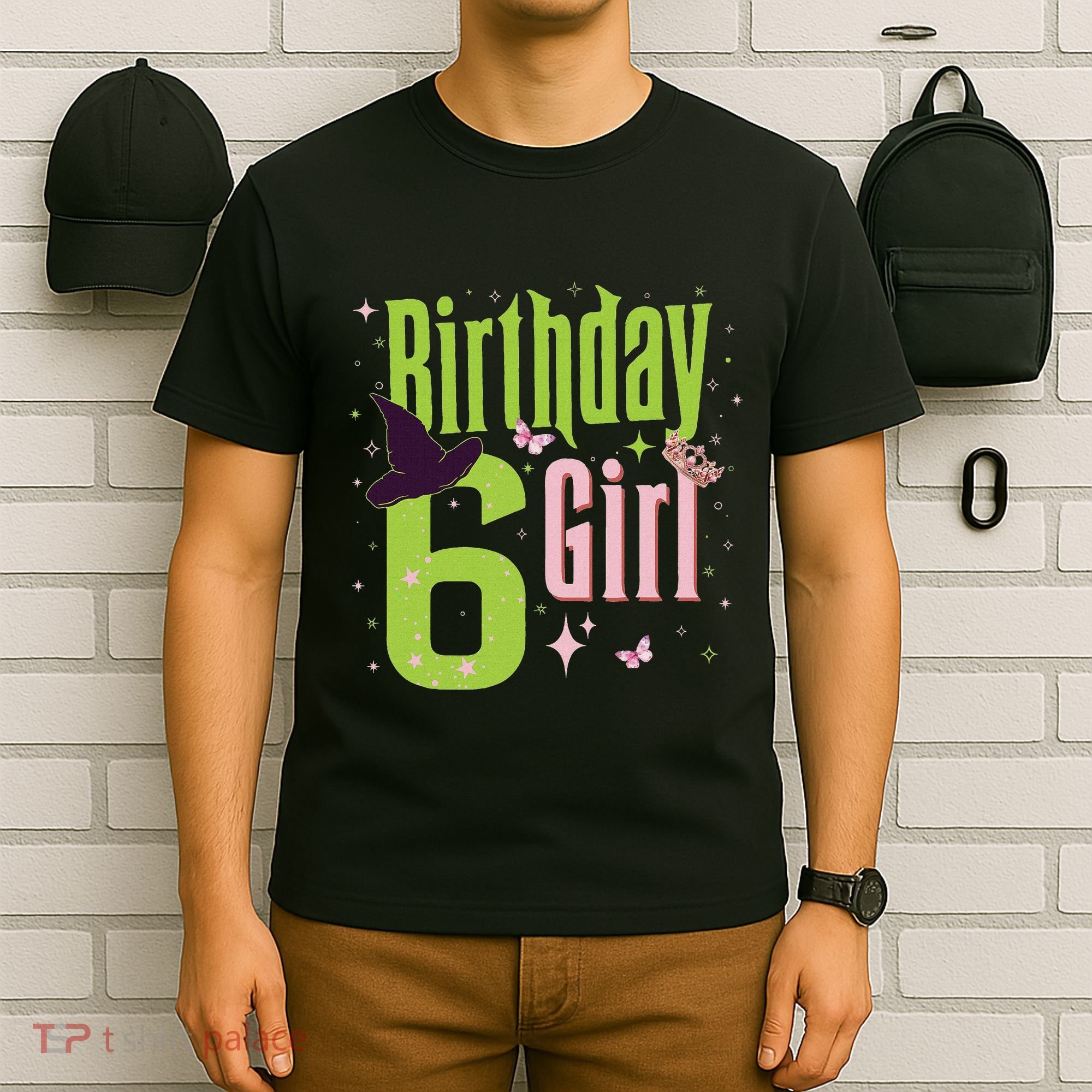 6th Birthday Witch And Green 6 Year Old Birthday Girl T-Shirt