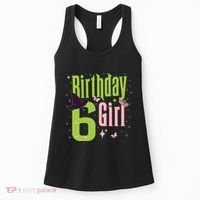 6th Birthday Witch And Green 6 Year Old Birthday Girl Women's Tank Top thumb 0