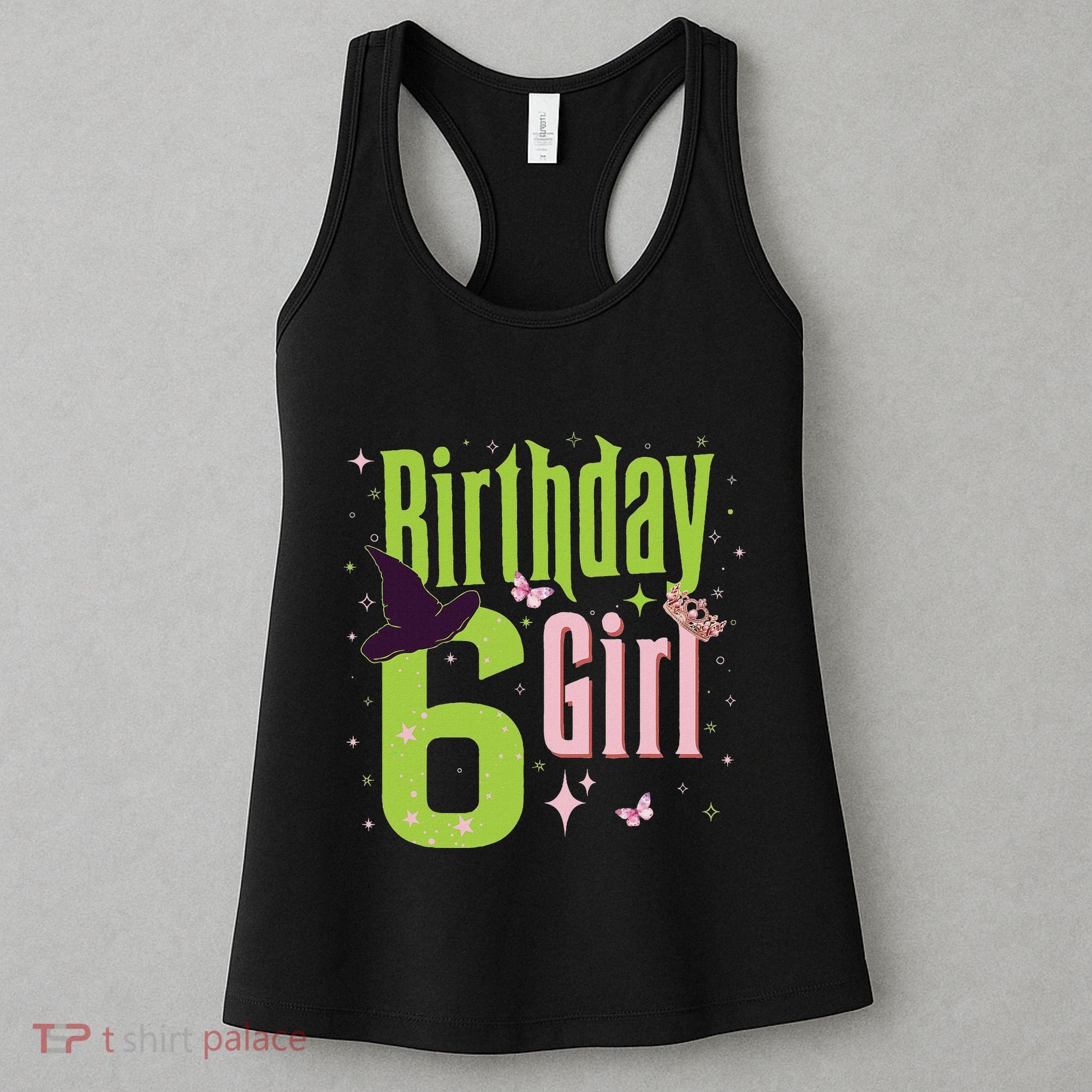 6th Birthday Witch And Green 6 Year Old Birthday Girl Women's Tank Top