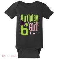 6th Birthday Witch And Green 6 Year Old Birthday Girl Baby Bodysuit thumb 0