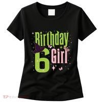 6th Birthday Witch And Green 6 Year Old Birthday Girl Women's T-Shirt thumb 0