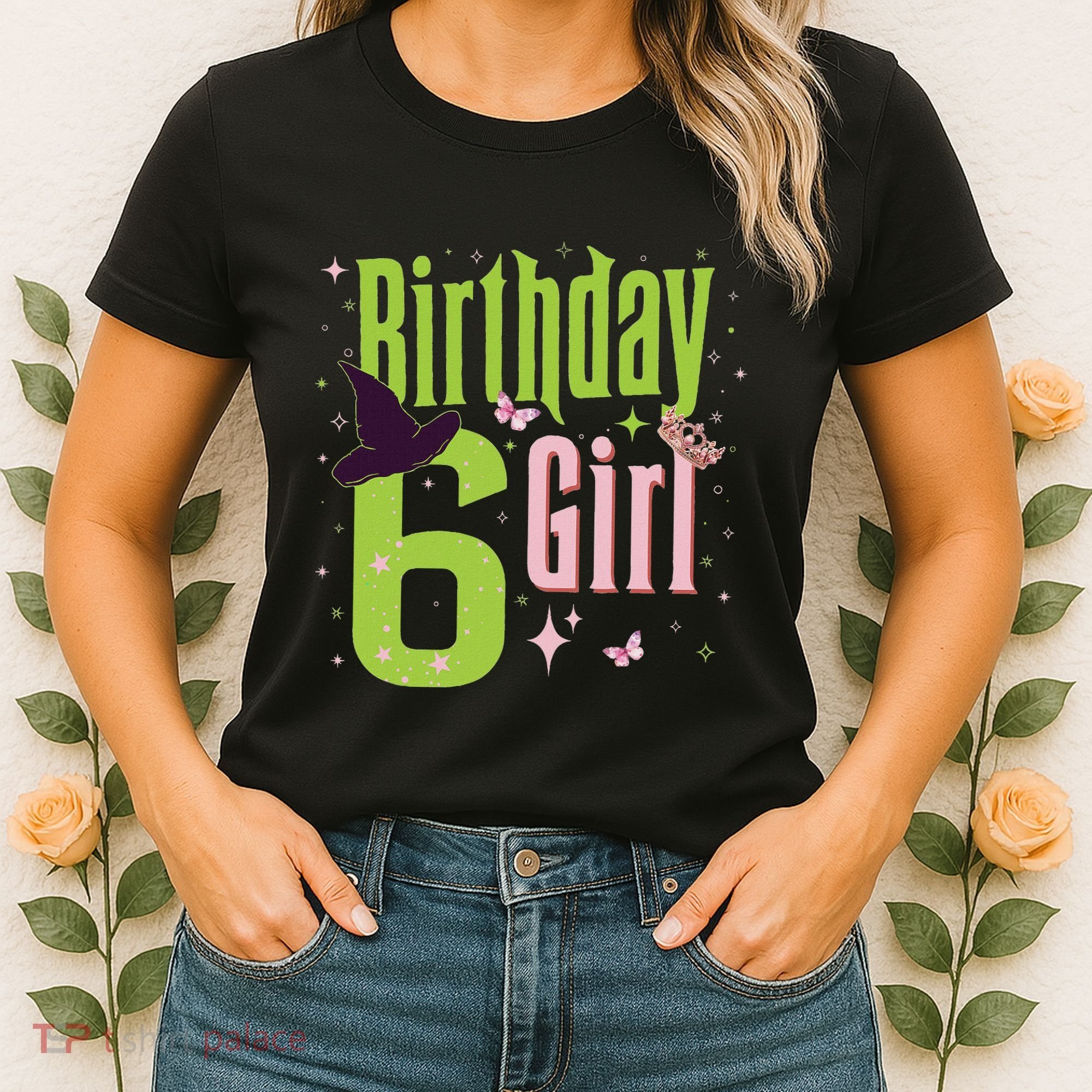 6th Birthday Witch And Green 6 Year Old Birthday Girl Women's T-Shirt