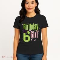 6th Birthday Witch And Green 6 Year Old Birthday Girl Women's T-Shirt thumb 4