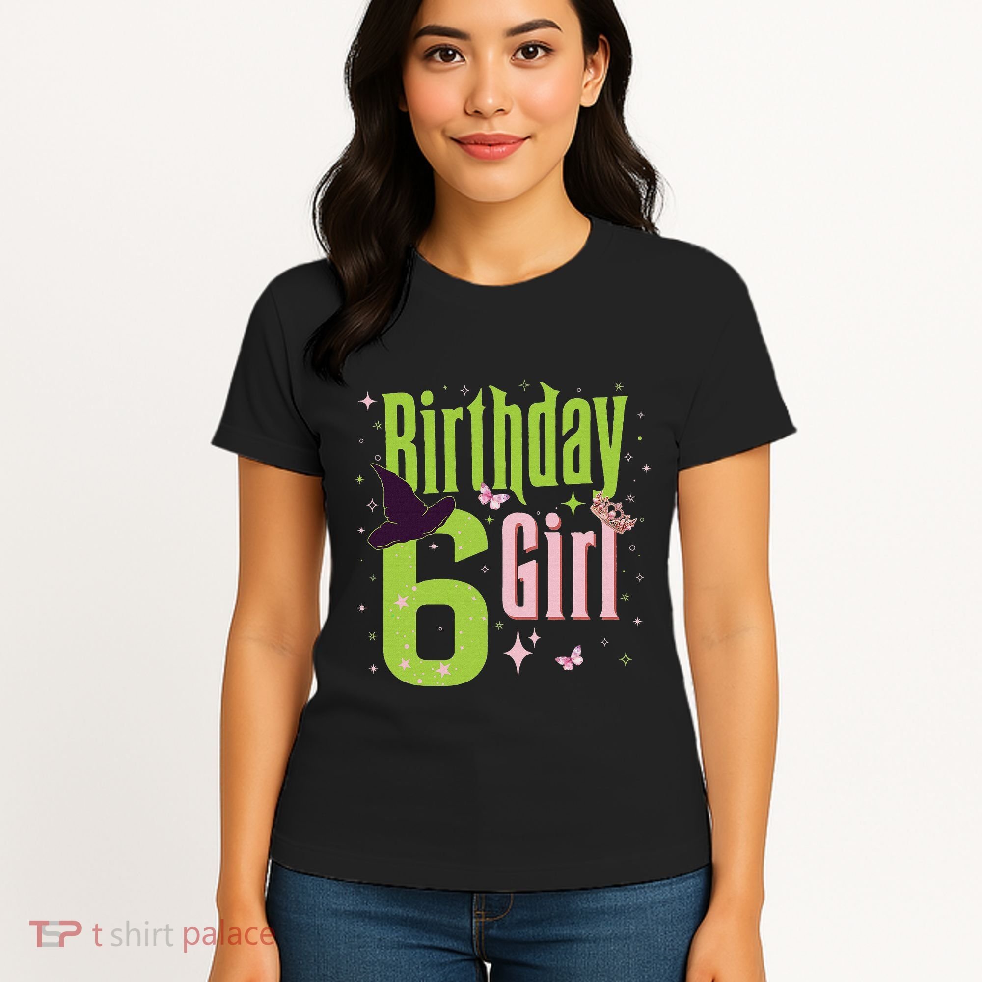 6th Birthday Witch And Green 6 Year Old Birthday Girl Women's T-Shirt