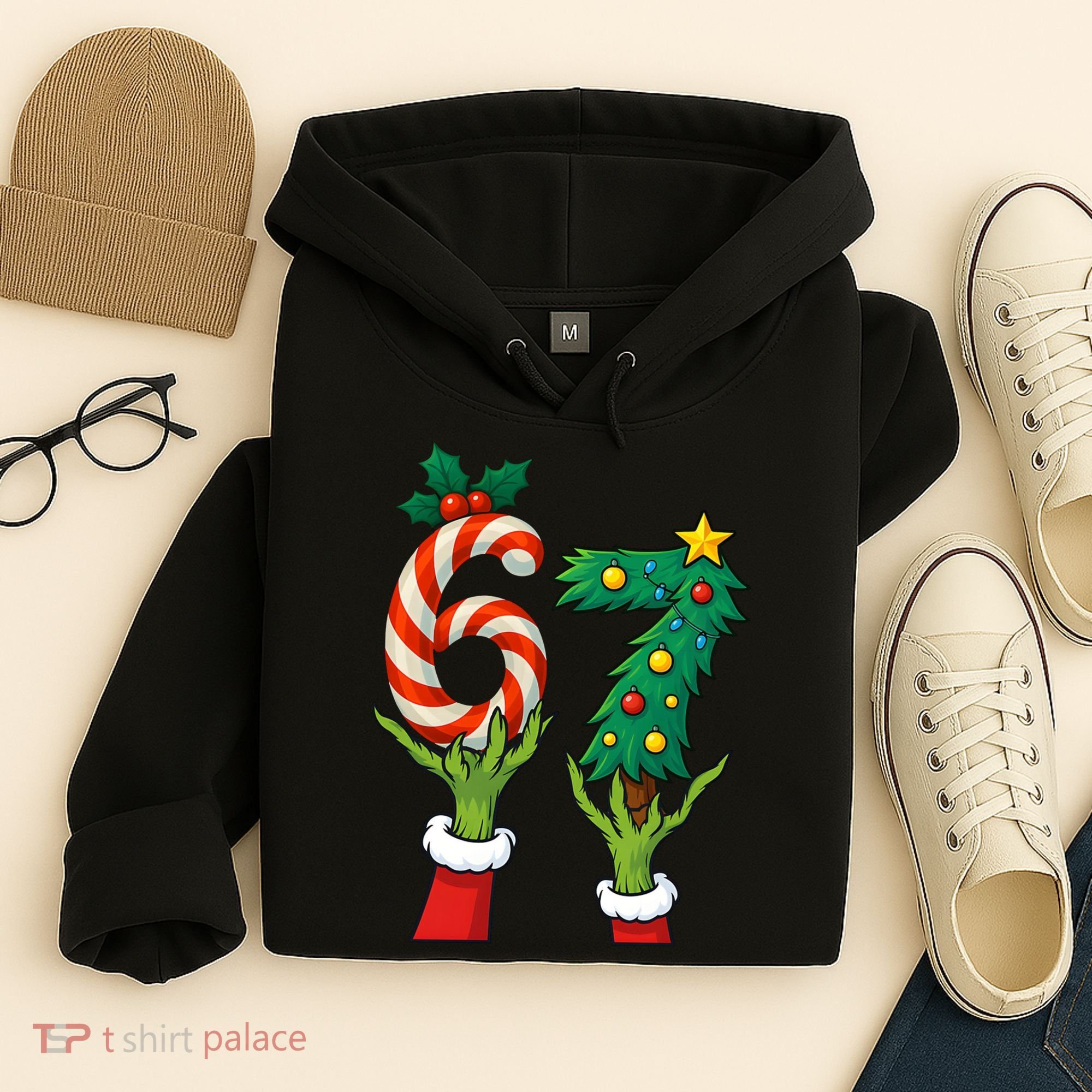 67 Christmas 6-7 Meme Hands Holiday Gen Alpha Hoodie