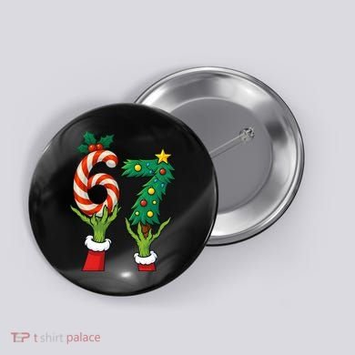 67 Christmas 6-7 Meme Hands Holiday Gen Alpha Button
