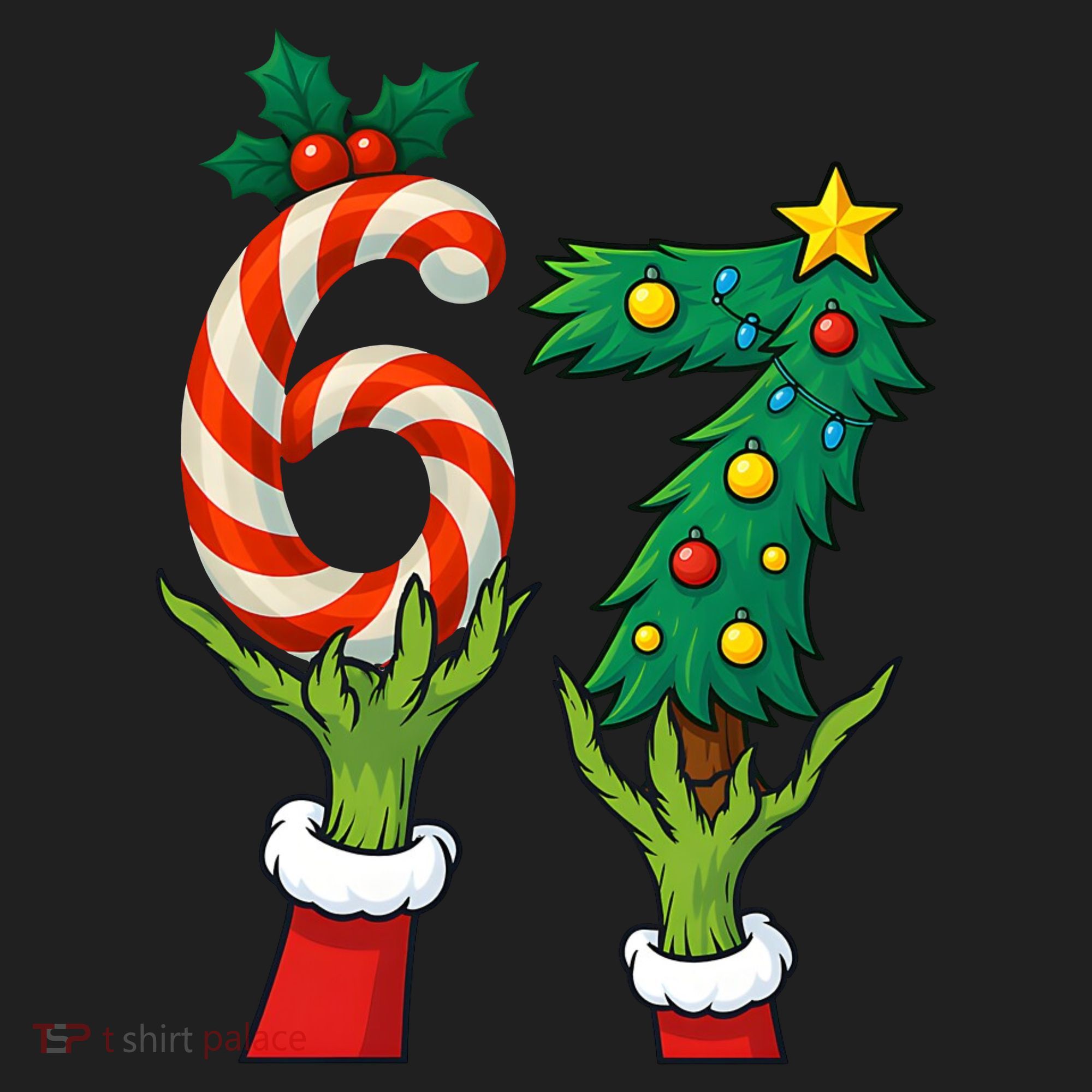 67 Christmas 6-7 Meme Hands Holiday Gen Alpha Beanie
