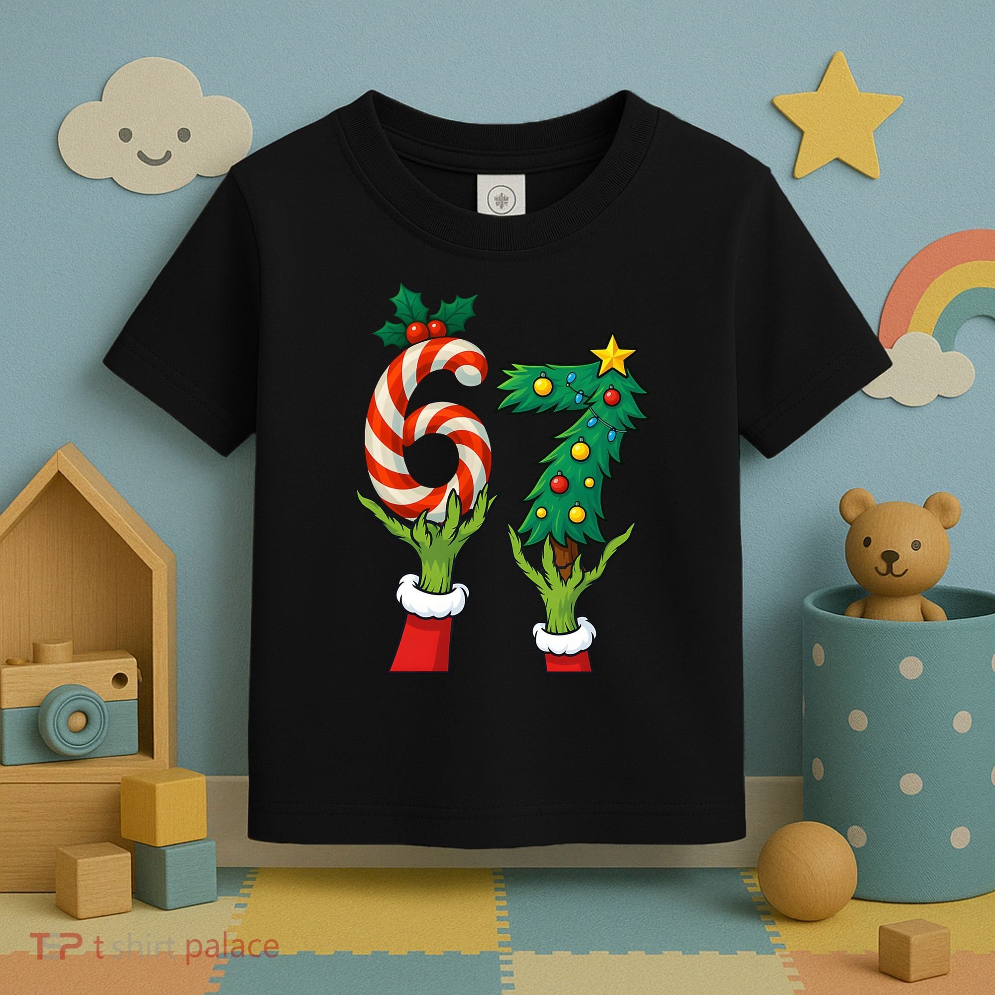 67 Christmas 6-7 Meme Hands Holiday Gen Alpha Toddler T-Shirt