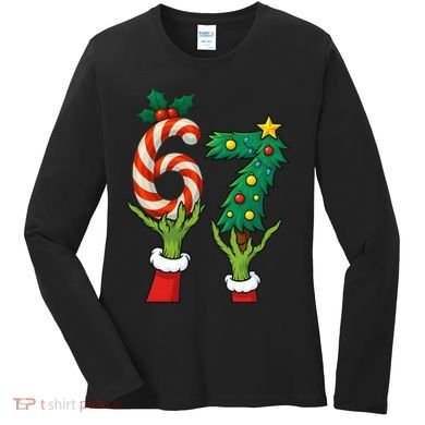 67 Christmas 6-7 Meme Hands Holiday Gen Alpha Women's Long Sleeve Shirt