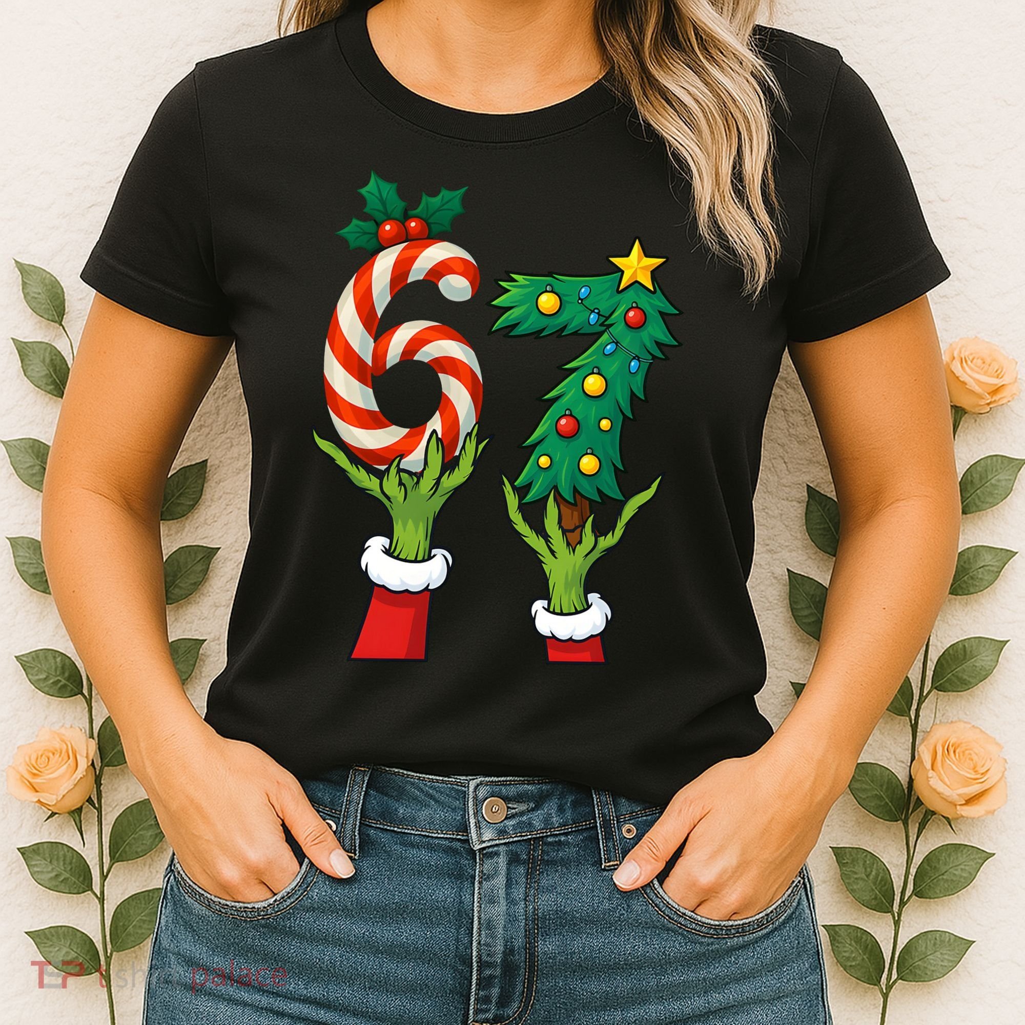 67 Christmas 6-7 Meme Hands Holiday Gen Alpha Women's T-Shirt