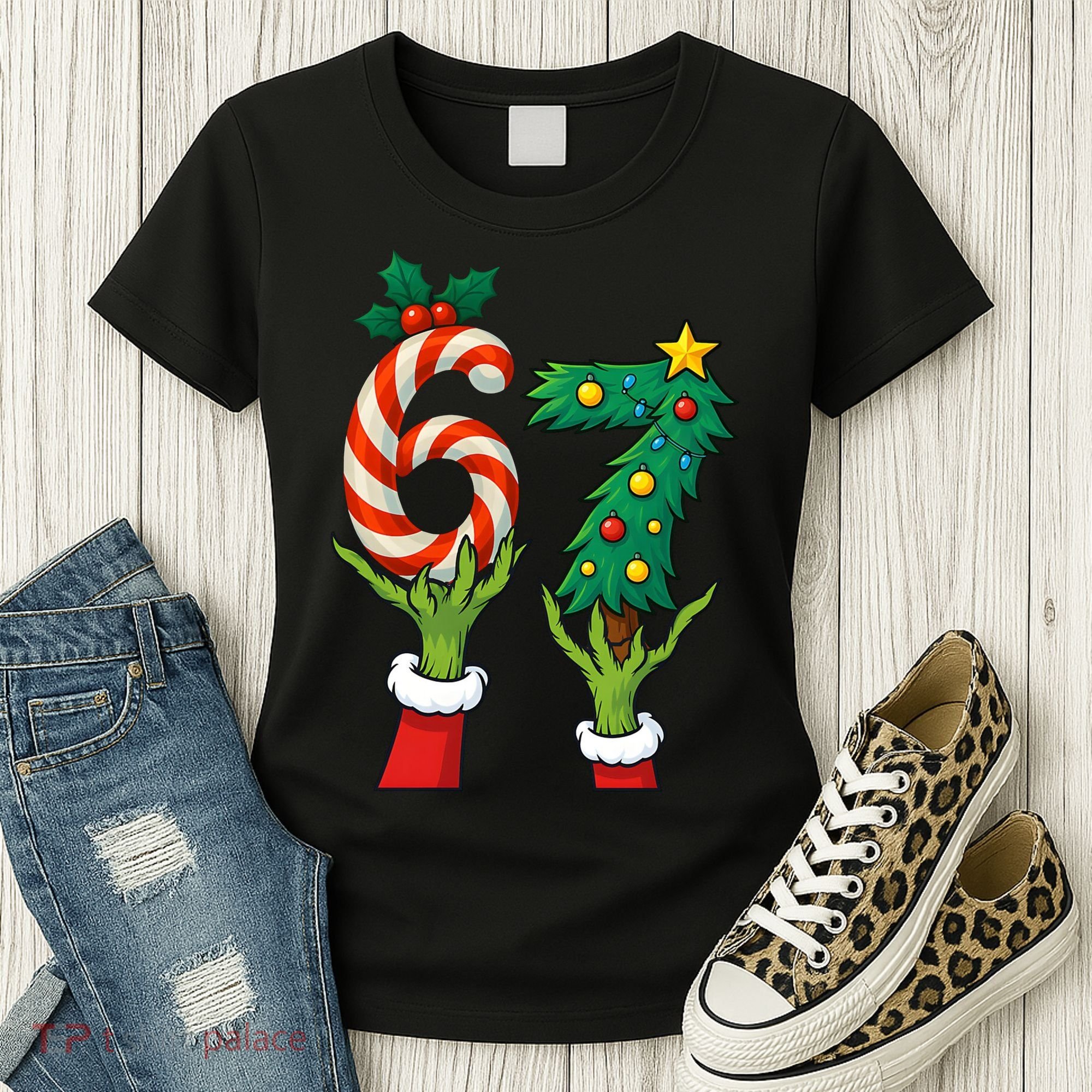 67 Christmas 6-7 Meme Hands Holiday Gen Alpha Women's T-Shirt