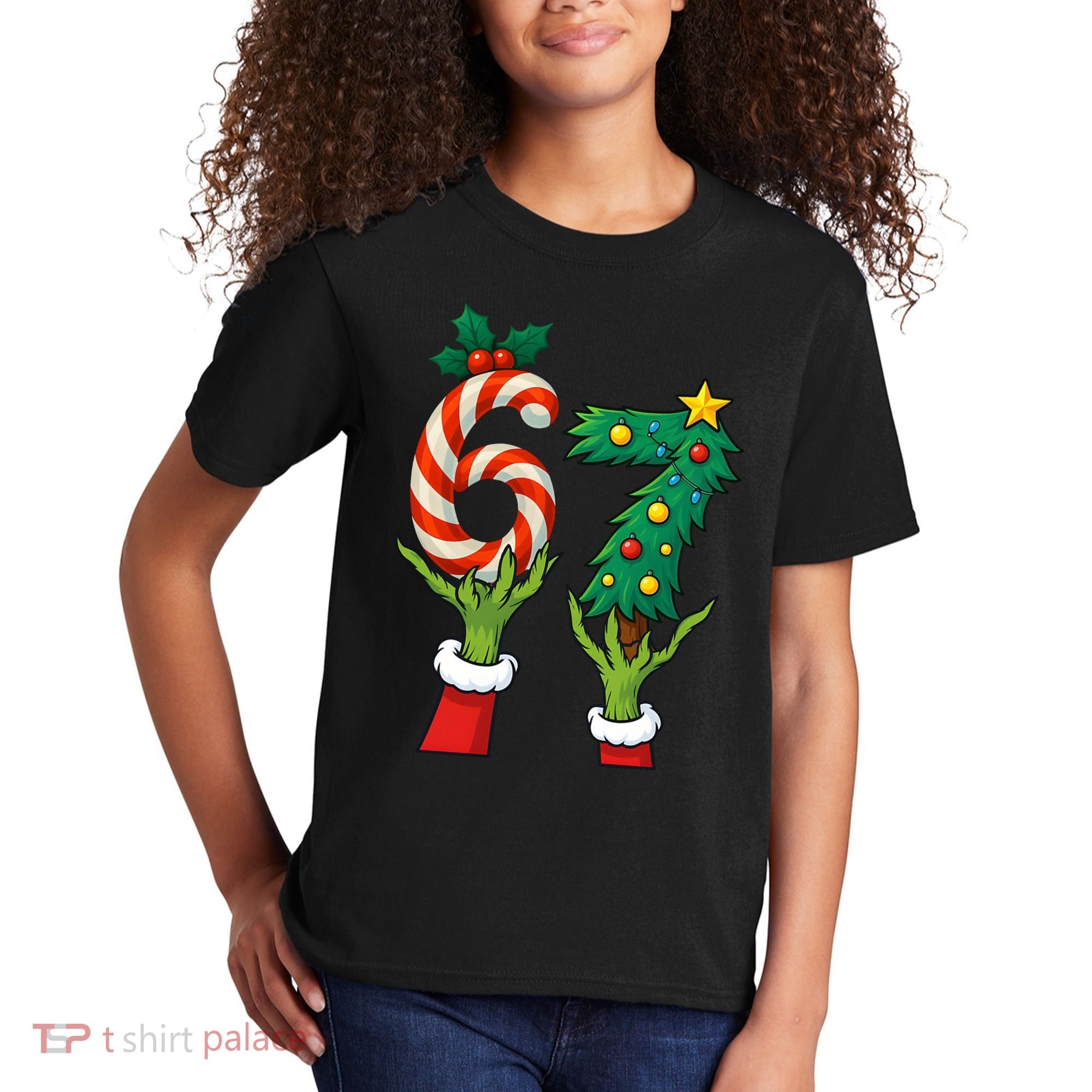 67 Christmas 6-7 Meme Hands Holiday Gen Alpha Kids T-Shirt