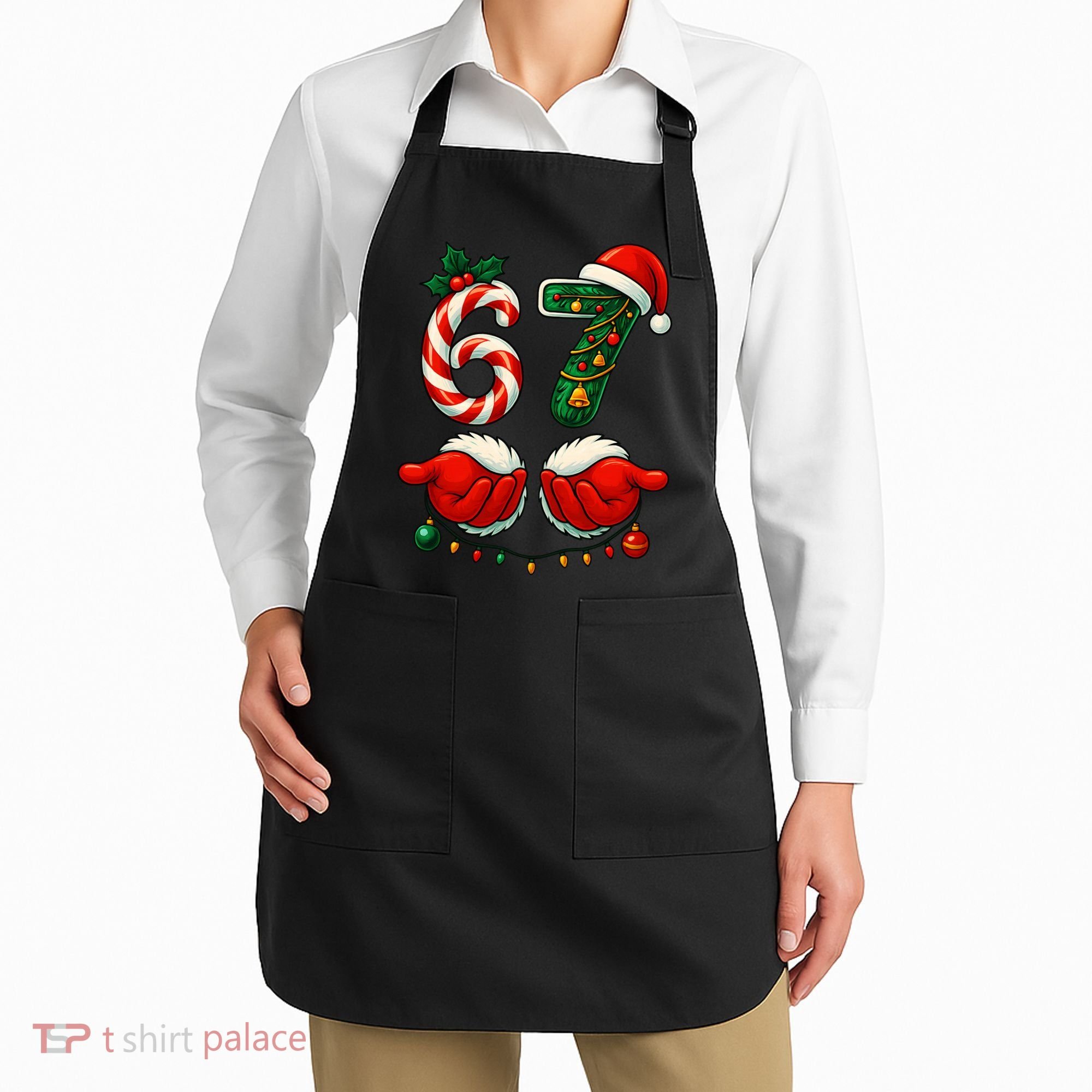67 Christmas 6-7 Meme Holiday Santa Hands Six Seven Apron