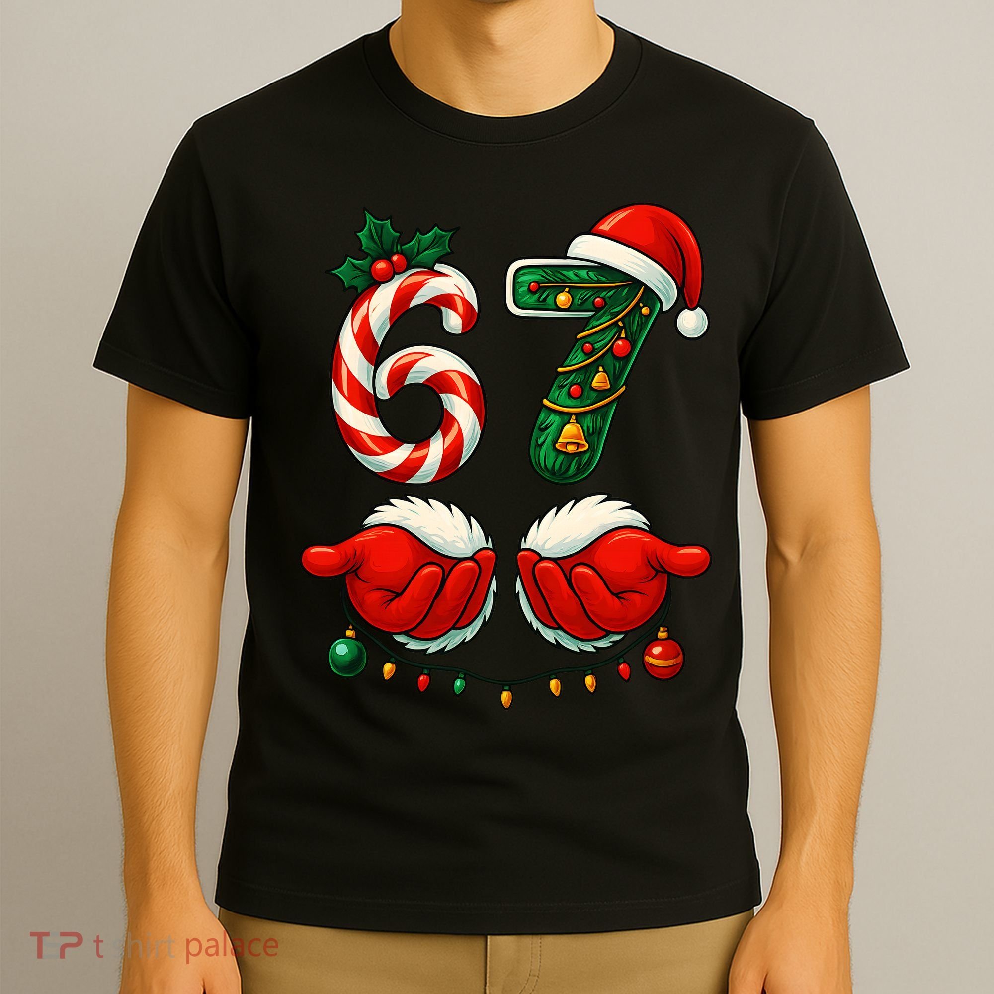 67 Christmas 6-7 Meme Holiday Santa Hands Six Seven T-Shirt