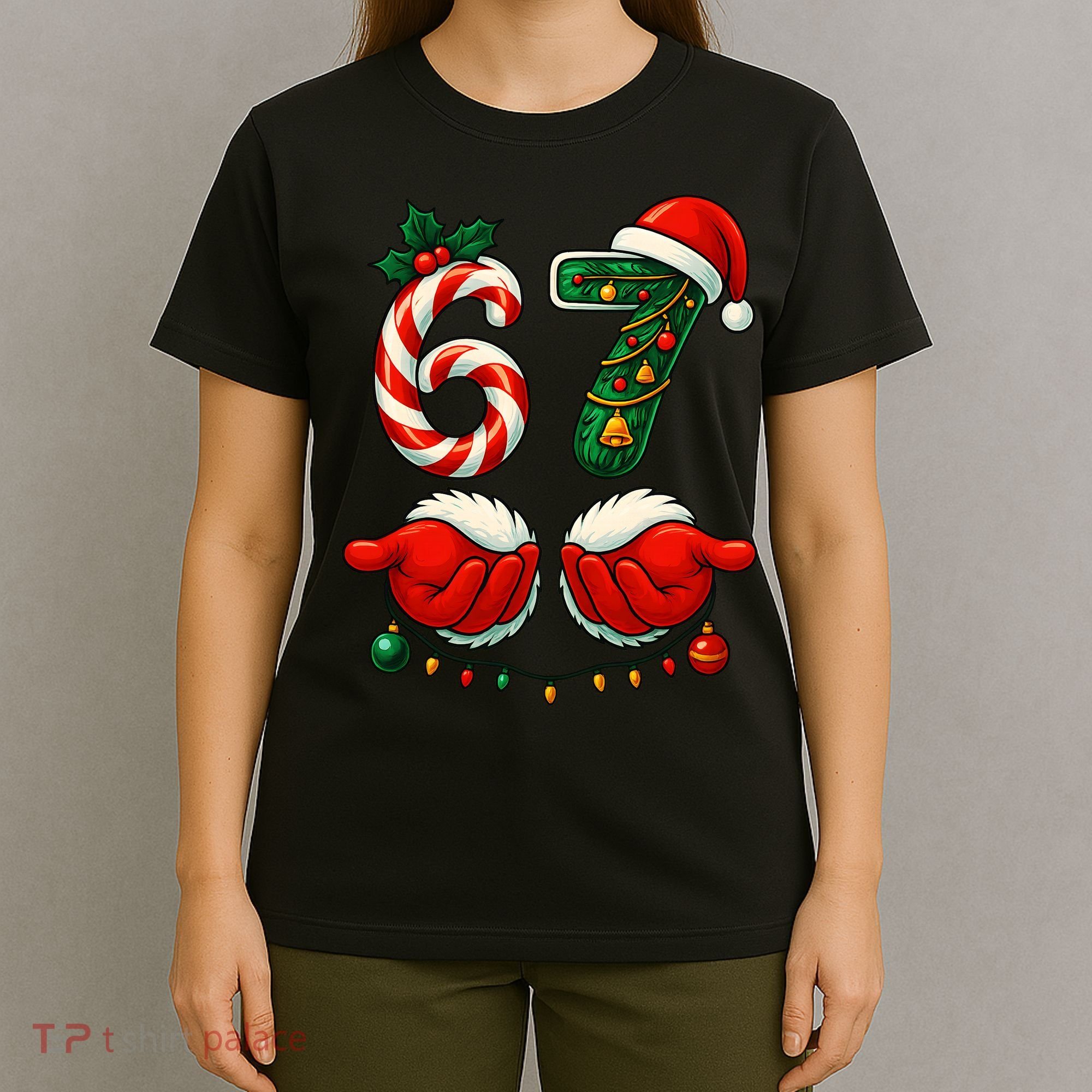 67 Christmas 6-7 Meme Holiday Santa Hands Six Seven T-Shirt