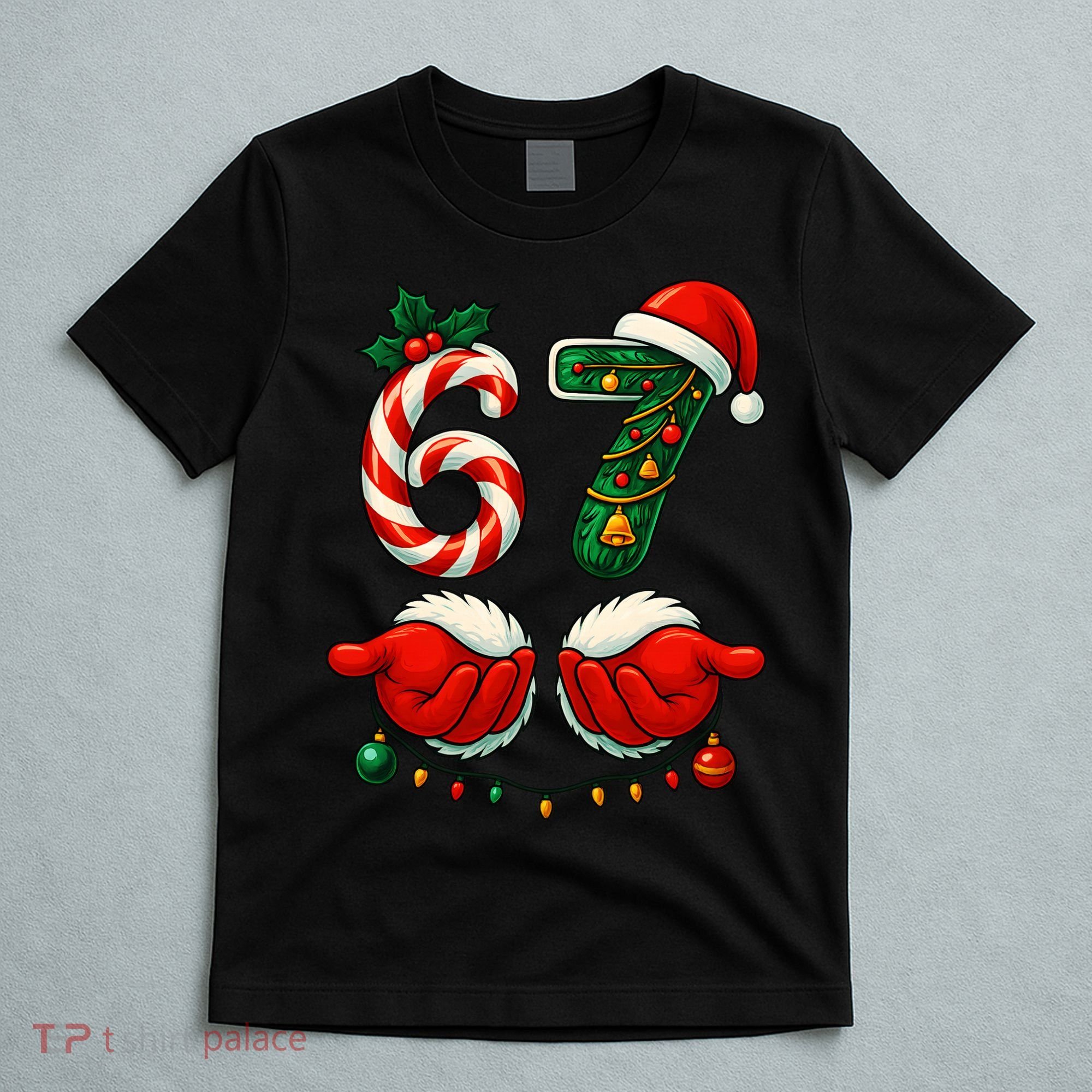 67 Christmas 6-7 Meme Holiday Santa Hands Six Seven T-Shirt