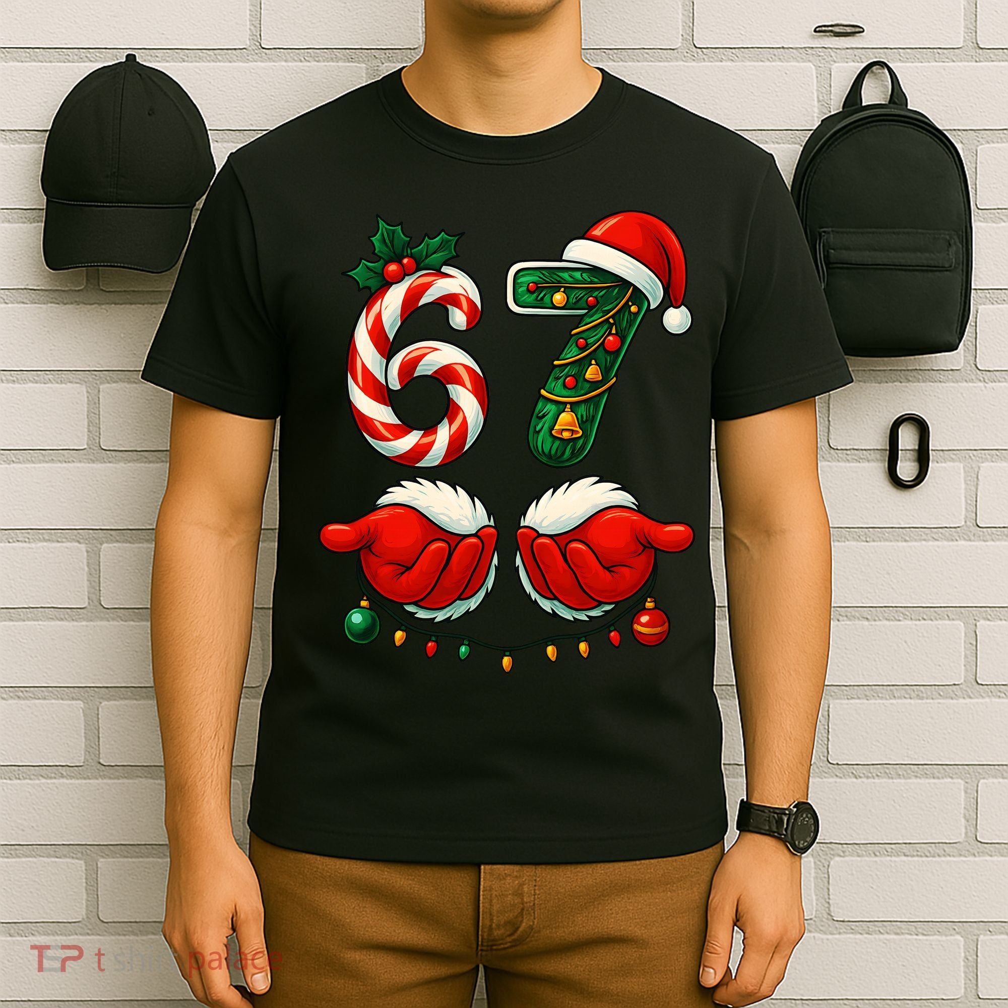 67 Christmas 6-7 Meme Holiday Santa Hands Six Seven T-Shirt
