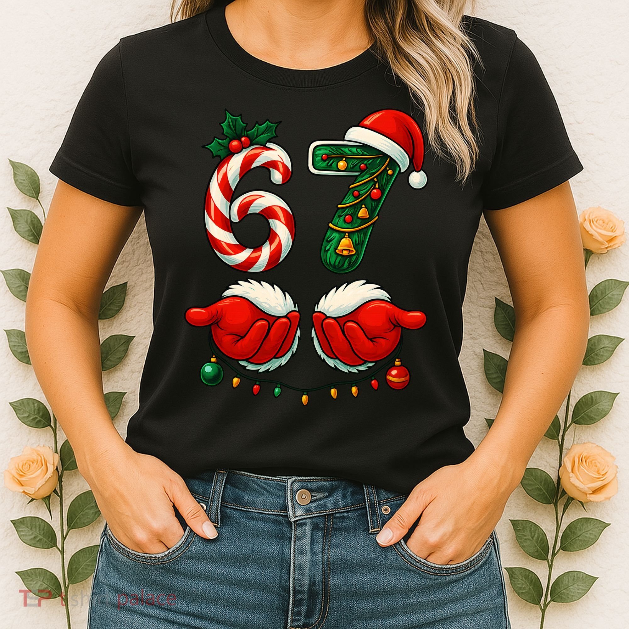 67 Christmas 6-7 Meme Holiday Santa Hands Six Seven Women's T-Shirt