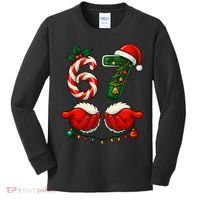 67 Christmas 6-7 Meme Holiday Santa Hands Six Seven Kids Long Sleeve Shirt thumb 0