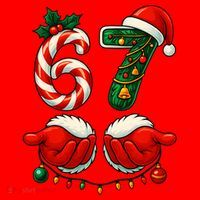 67 Christmas 6-7 Meme Holiday Santa Hands Six Seven Santa Hat thumb 1