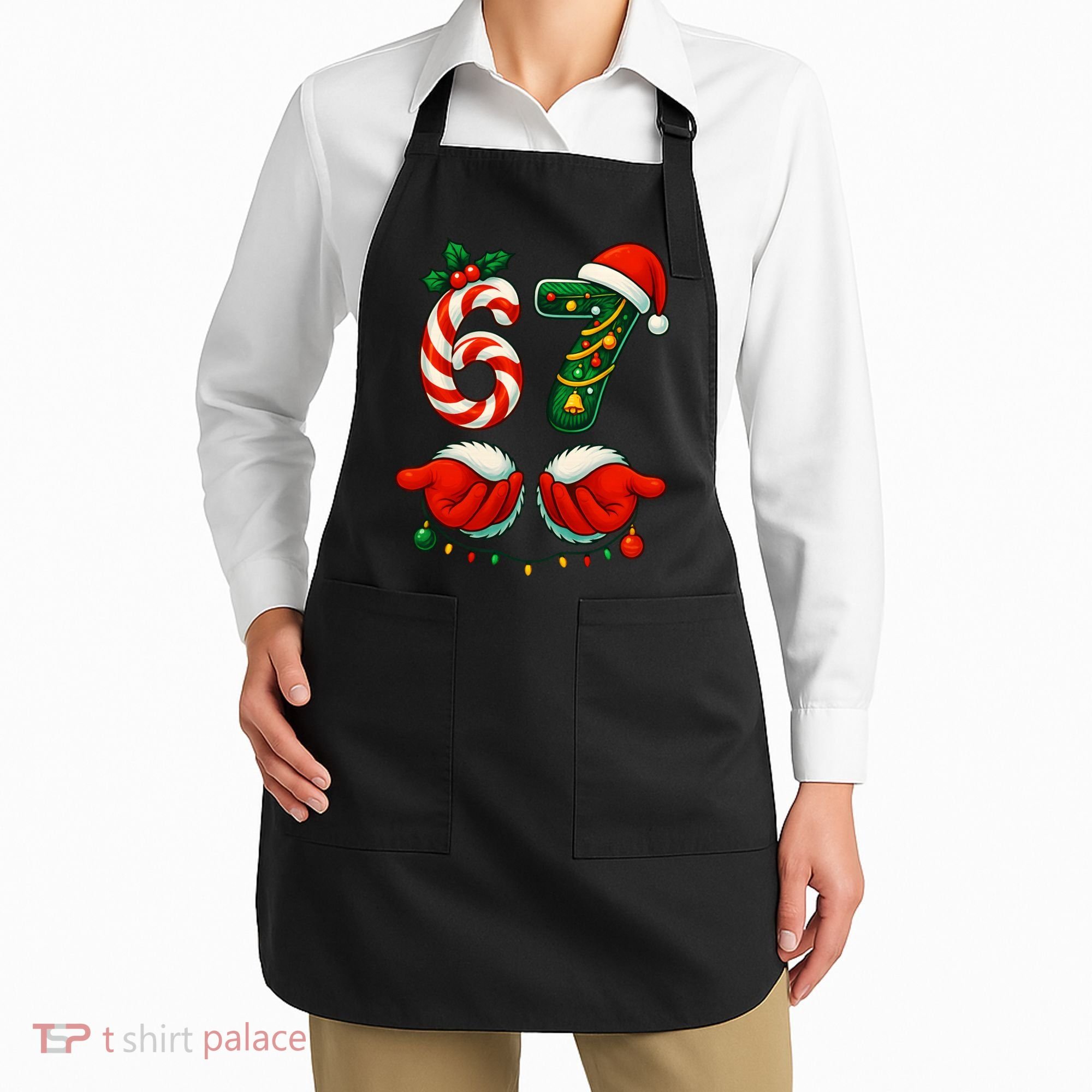 67 Christmas 6-7 Meme Festive Gen Alpha Slang Apron