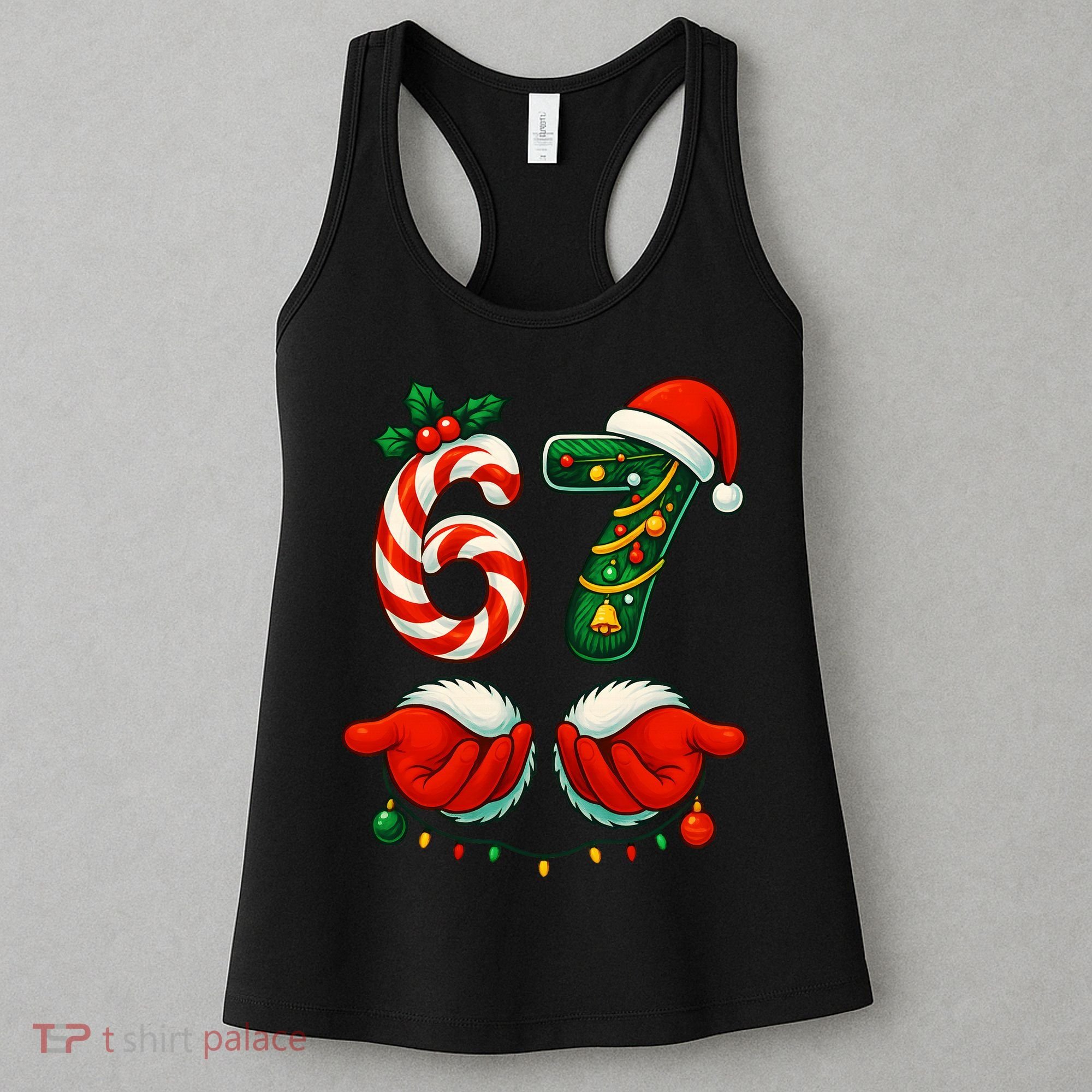 67 Christmas 6-7 Meme Festive Gen Alpha Slang Women's Tank Top