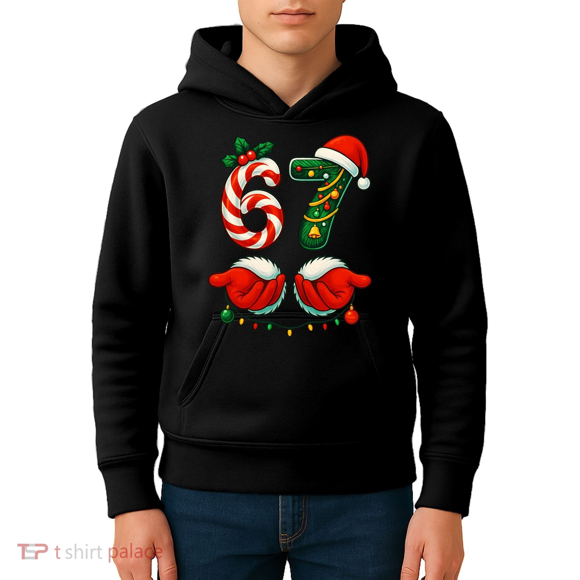 67 Christmas 6-7 Meme Festive Gen Alpha Slang Kids Hoodie