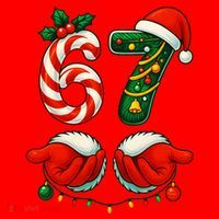 67 Christmas 6-7 Meme Festive Gen Alpha Slang Santa Hat thumb 1