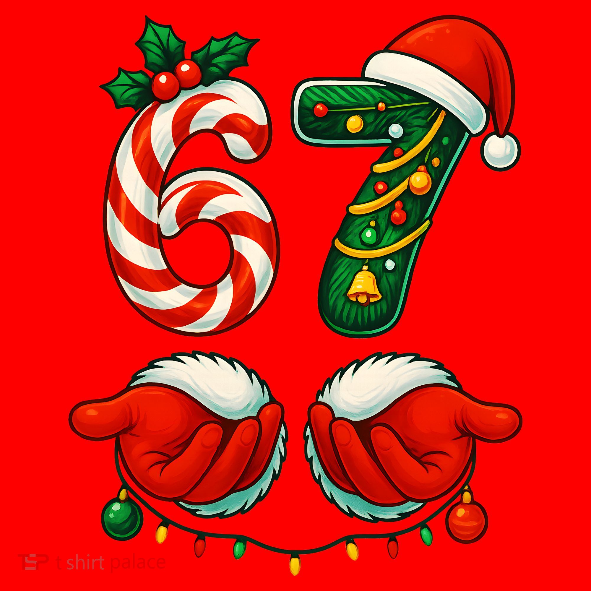 67 Christmas 6-7 Meme Festive Gen Alpha Slang Santa Hat